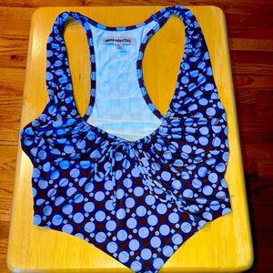 Urban Outfitters racer back style top EUC periwinkle blue & brown front …